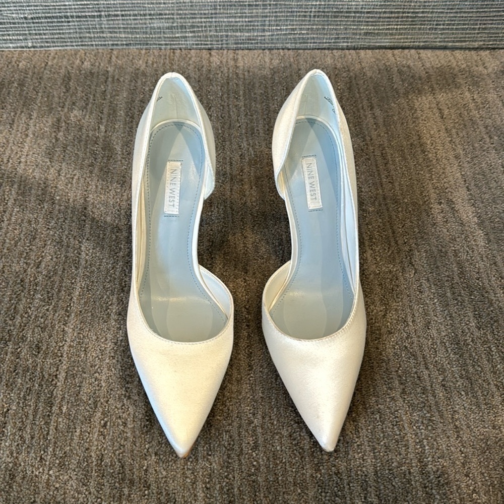 Nine West White Satin Shoes perfect for dyeing and wedding season